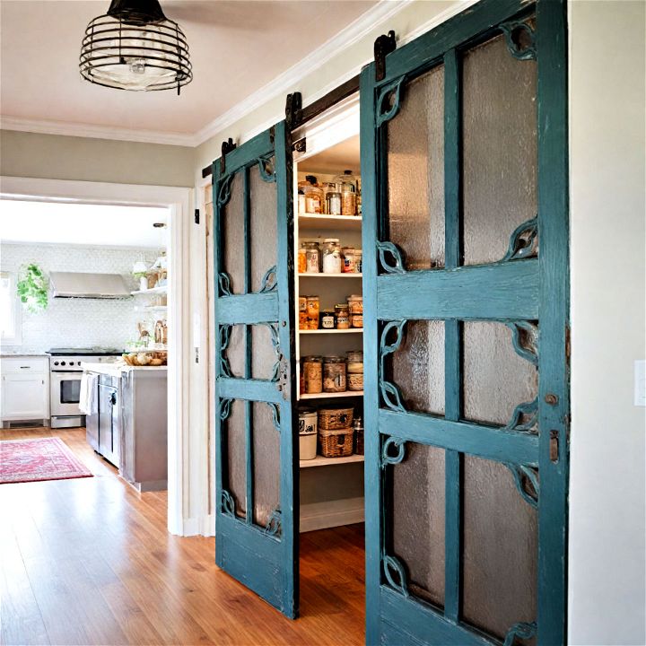 vintage screen pantry door to inject country charm into your kitchen