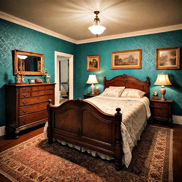 vintage victorian inspired unique basement bedroom