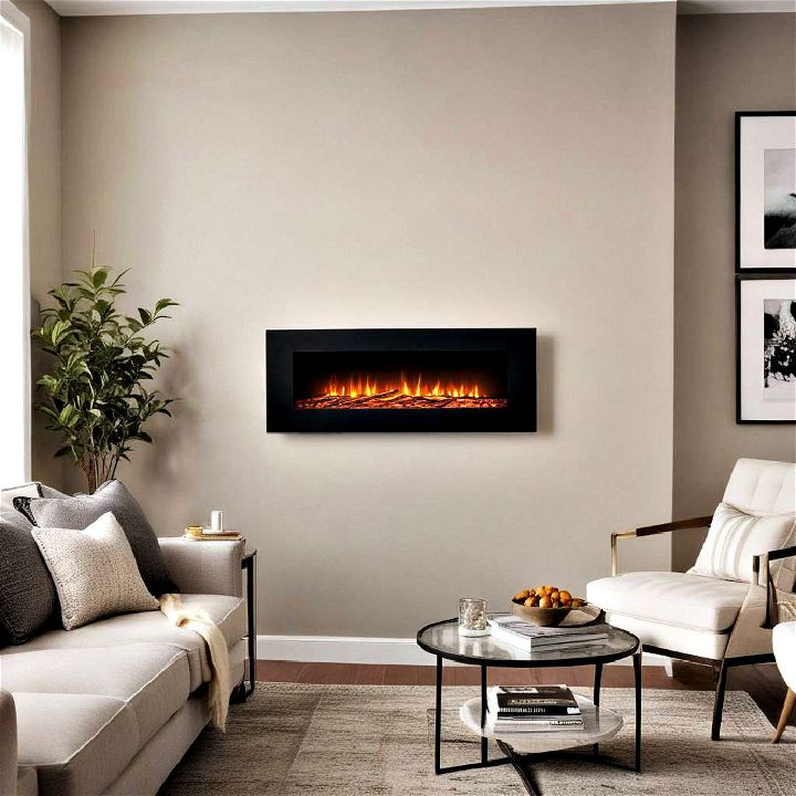 wall mounted electric fireplace for a sleek