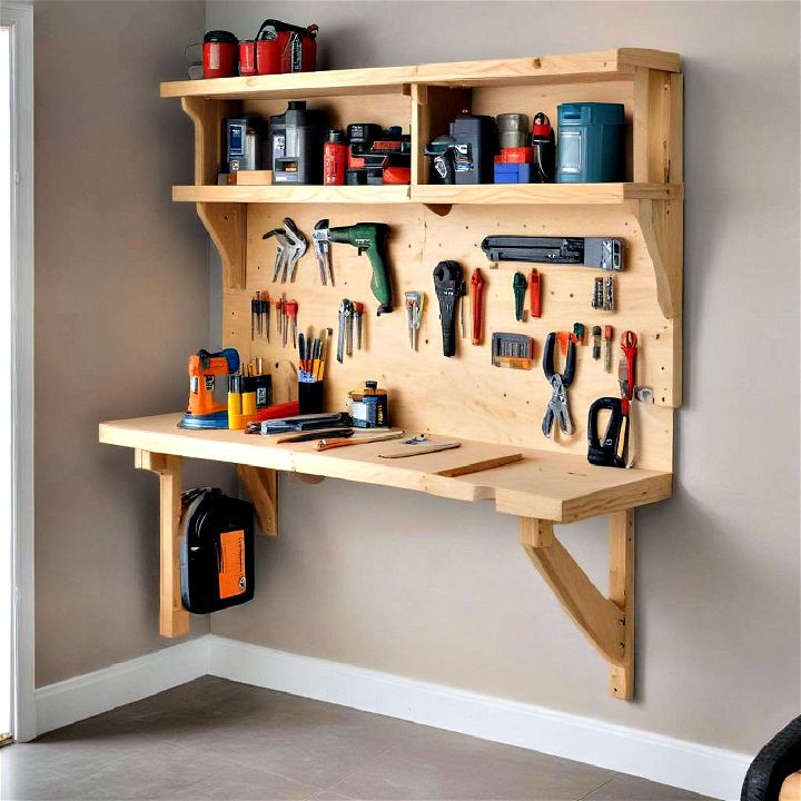 wall mounted folding workbench for small spaces
