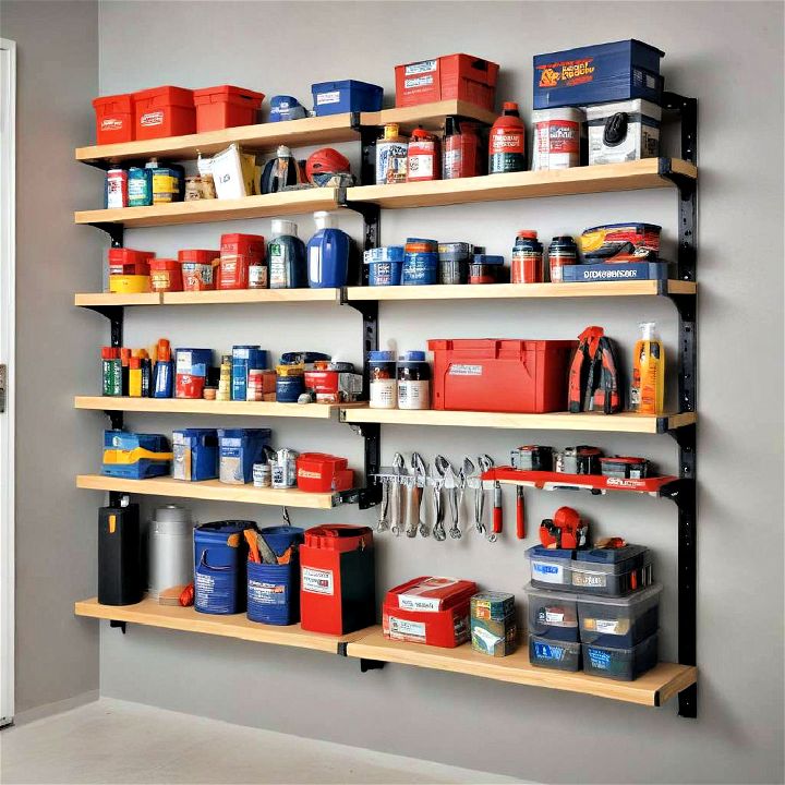 wall mounted shelves for garage