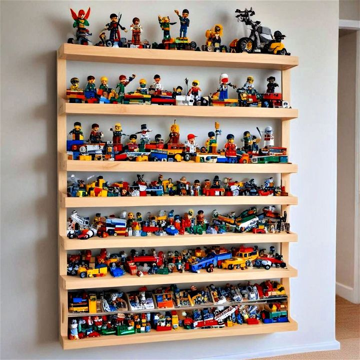 wall mounted shelves for keeping legos organized