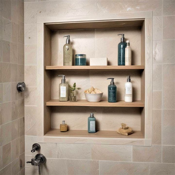 wall niche for storing shower essentials