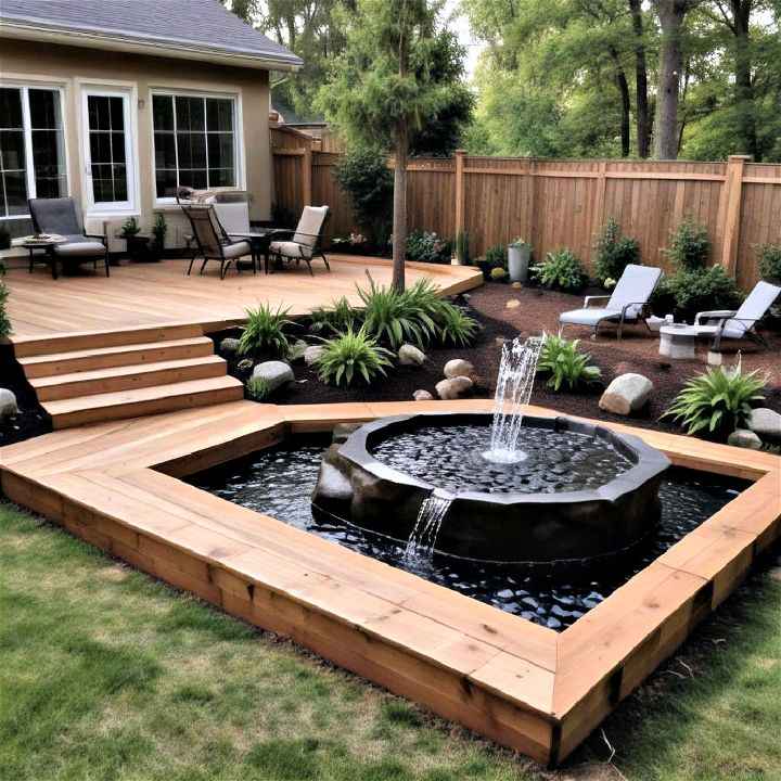 water feature deck for backyard