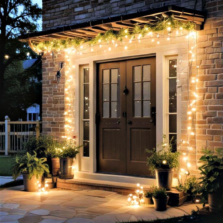 whimsical fairy lights front porch