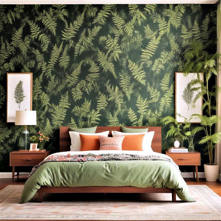 whimsical fern gully green accent wall