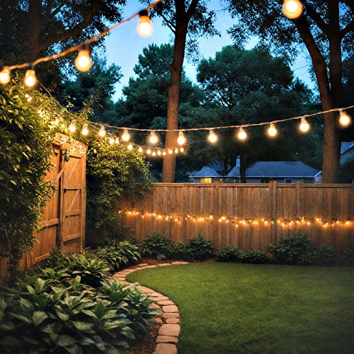 whimsical string lights backyard decor