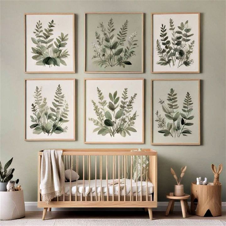 whimsical wall art in sage tones personalize and elevate the nursery