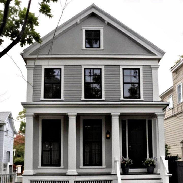 whisper gray exterior house paint for creating a gentle ambiance