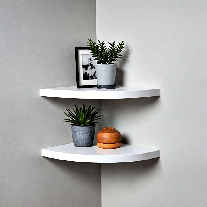 white gloss corner shelf for daily essentials