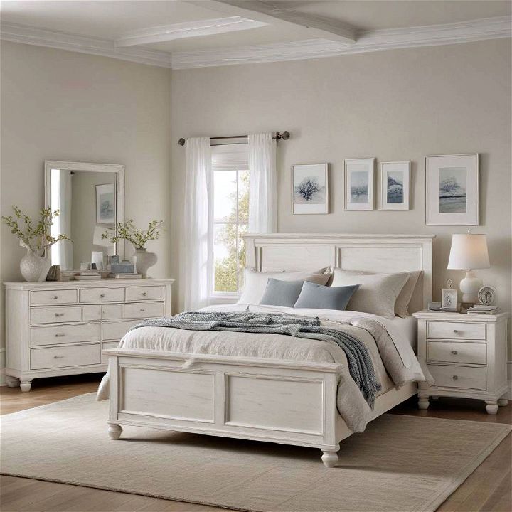 whitewashed furniture for beach themed bedroom