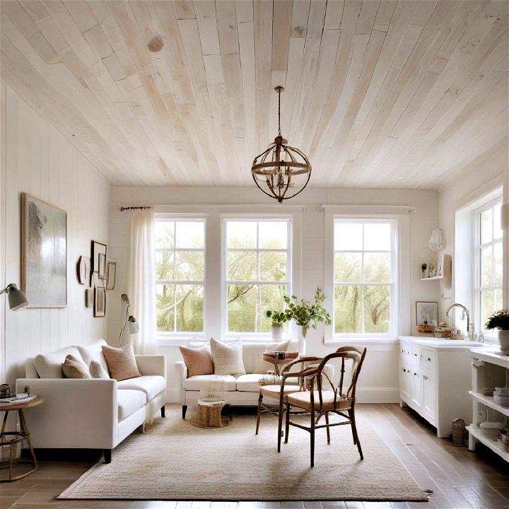 whitewashed wood ceiling