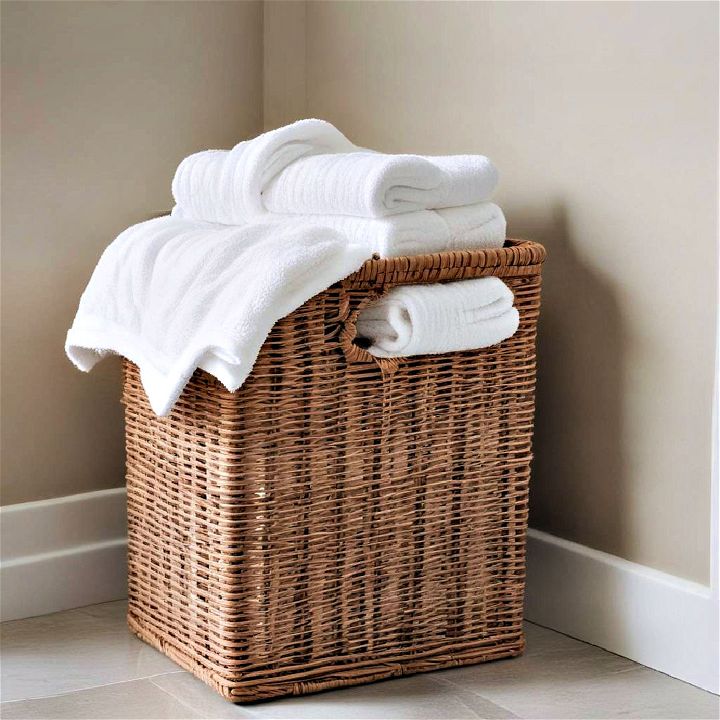 wicker basket for towel storage