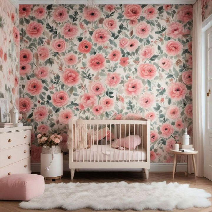wonderful floral wallpaper for baby girl s nursery