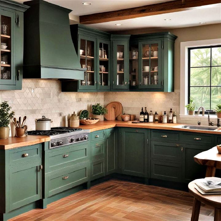 wonderful hunter green craftsman cabinets