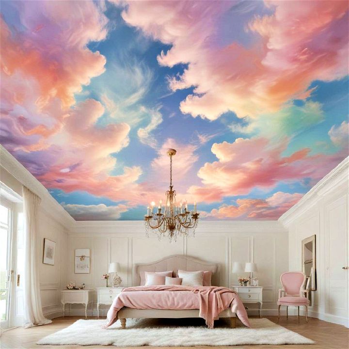 wonderful pastel clouds ceiling wallpaper