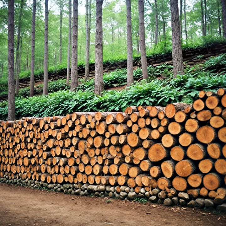 wood log wall to add rugged charm to your landscape