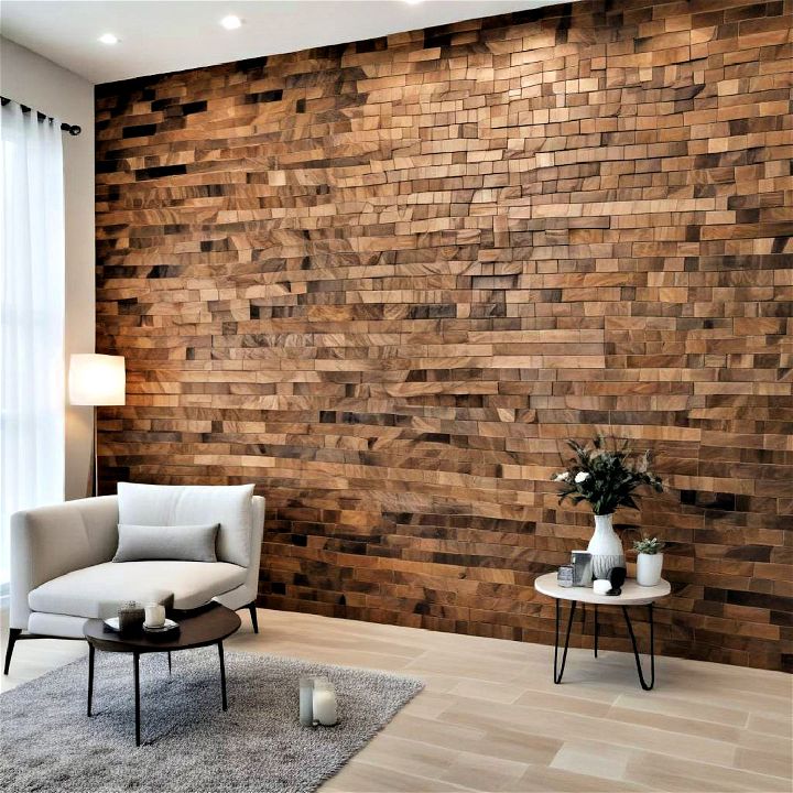 wood mosaic tiles for accent wall