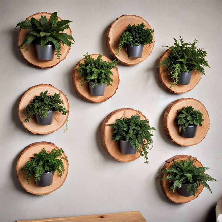 wood slice wall planter for indoor