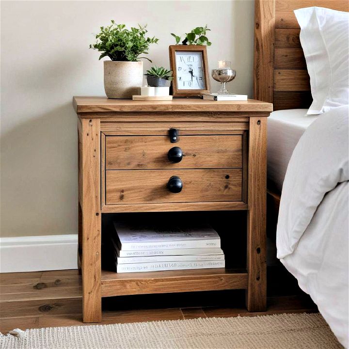 wooden bedside tables farmhouse bedroom