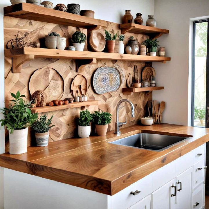 wooden elements for boho kitchen