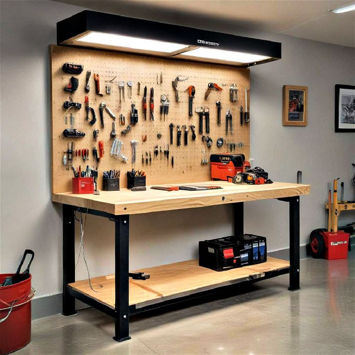 workbench with built in lighting to enhance visibility