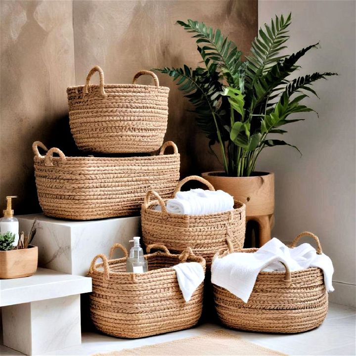 stylish woven baskets storage idea