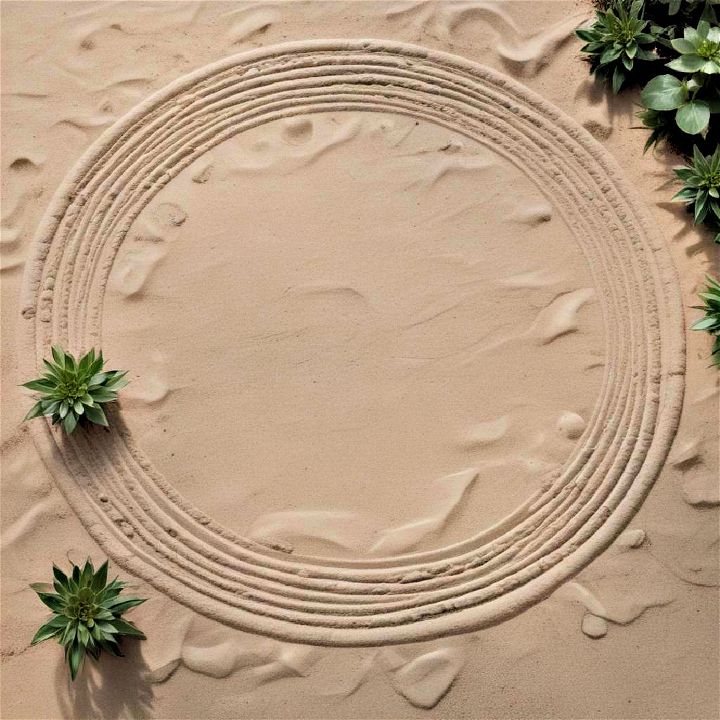 zen sand circles garden