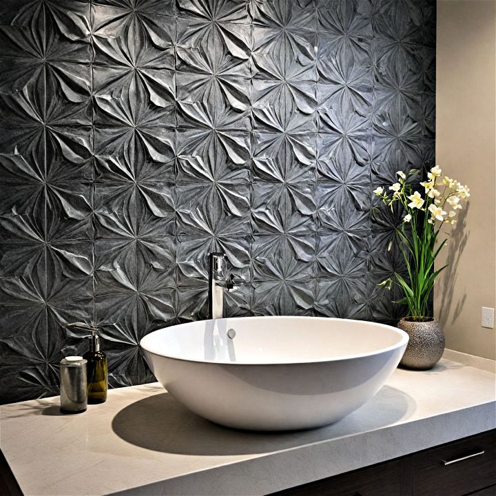 3d textured tiles bathroom backsplash