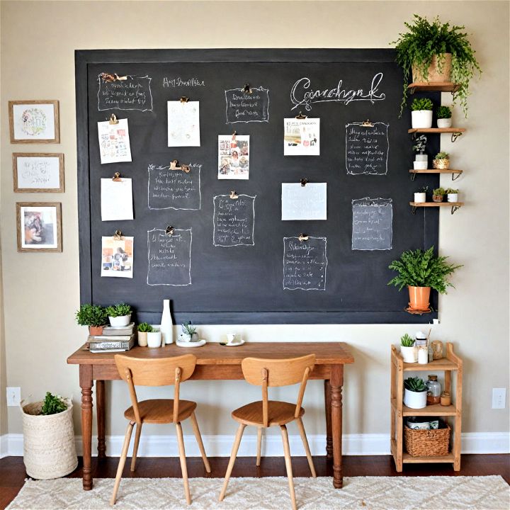DIY painted chalkboard wall command center