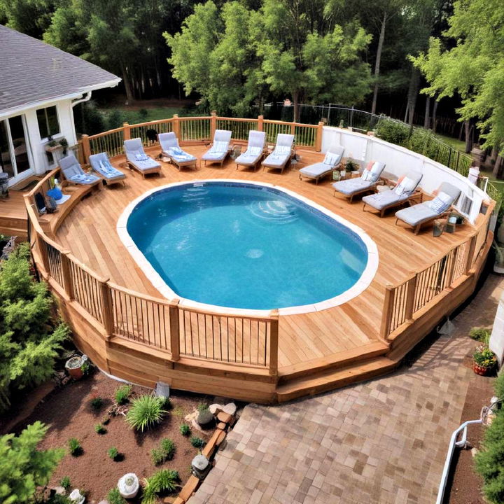 above ground pool into sun deck