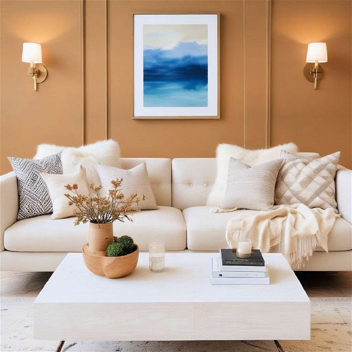 accent wall beige living room