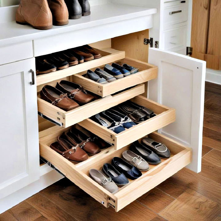 accessible slide out shoe rack