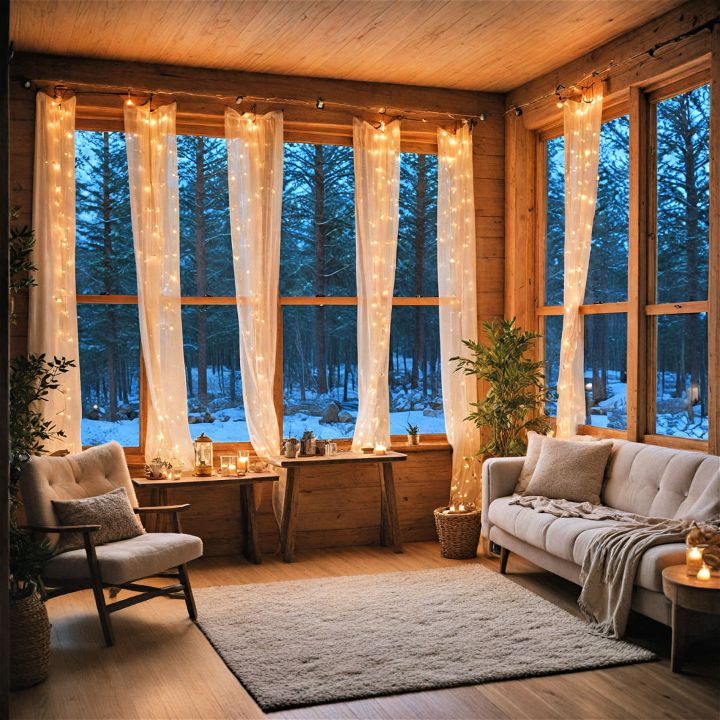 add warmth to your cabin with string lighting