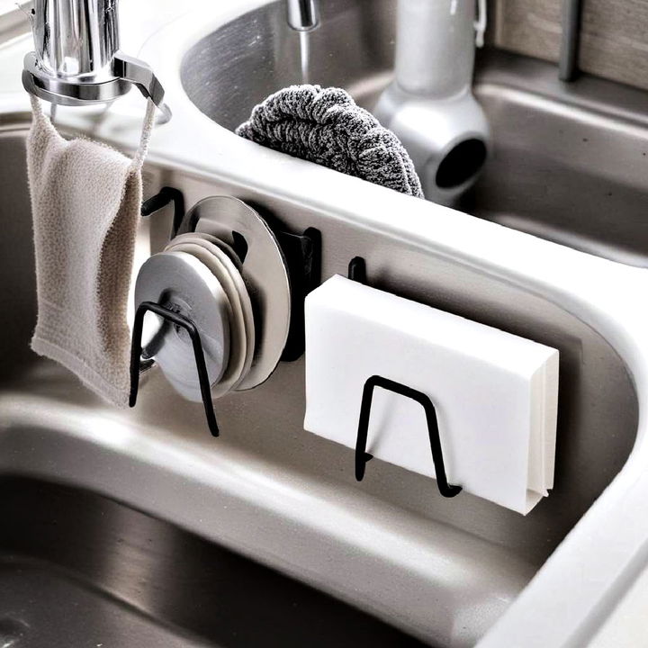 adhesive hooks for sink organization