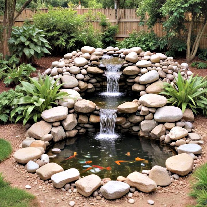 affordable stacked stone waterfall pond