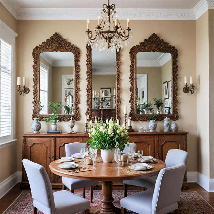 antique and eclectic dining room mirrors