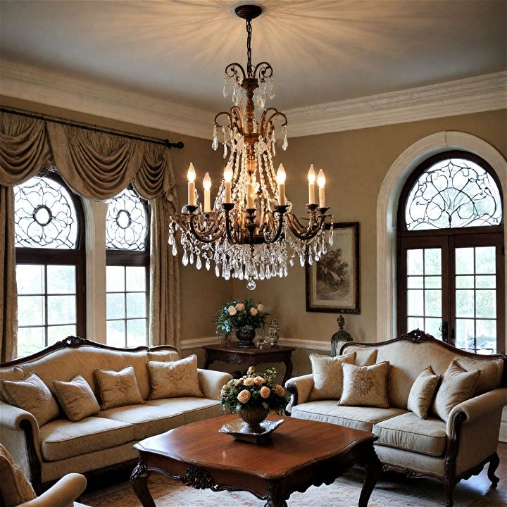 antique chandelier for vintage living room