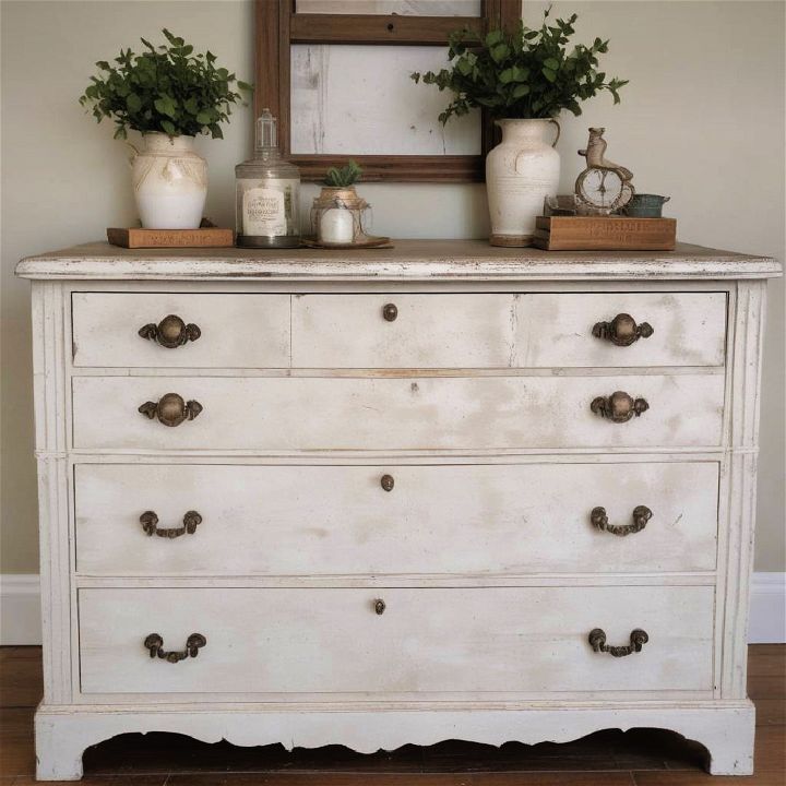 antique dresser with a distressed finish