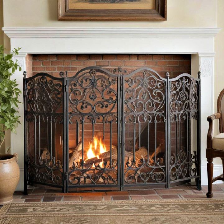 antique fireplace screen for elegance