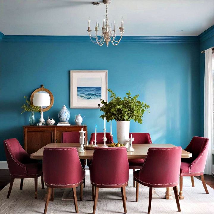 aqua blue dining room walls