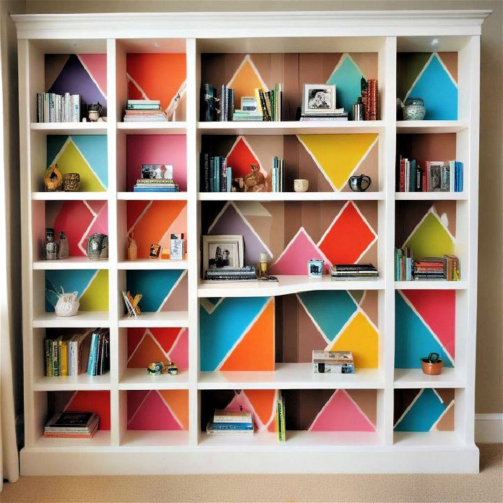 argyle patterned bookshelves design