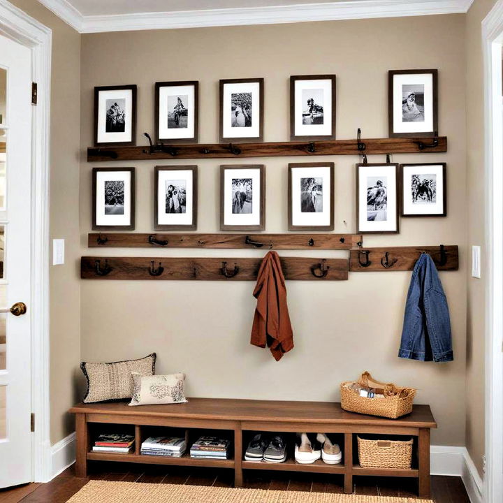 art display rails to personalize the mudroom