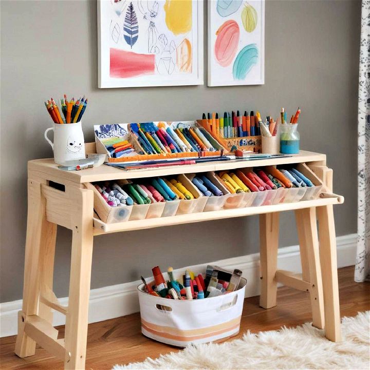 art supply station to encourages creativity
