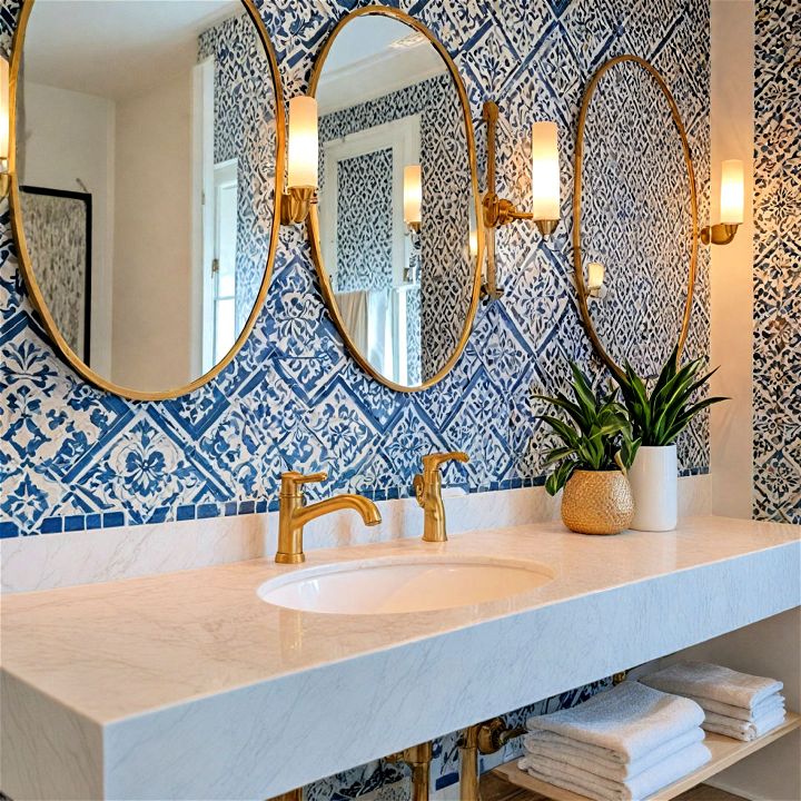 artisanal cement tile accent wall