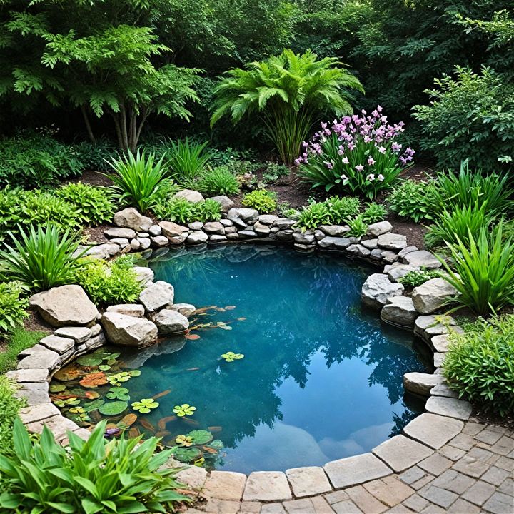 artistic and decorative backyard pond