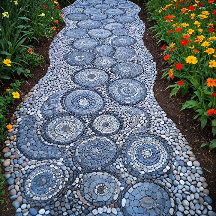artistic pebble mosaic pathway