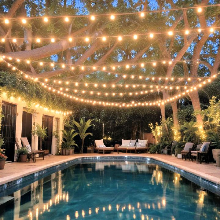 backyard affordable string light canopy