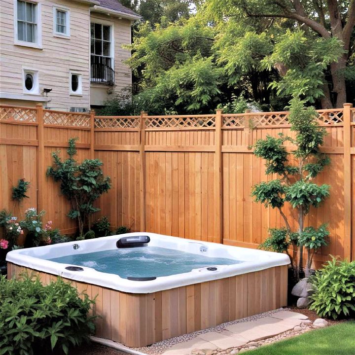 backyard fence for for hot tub privacy