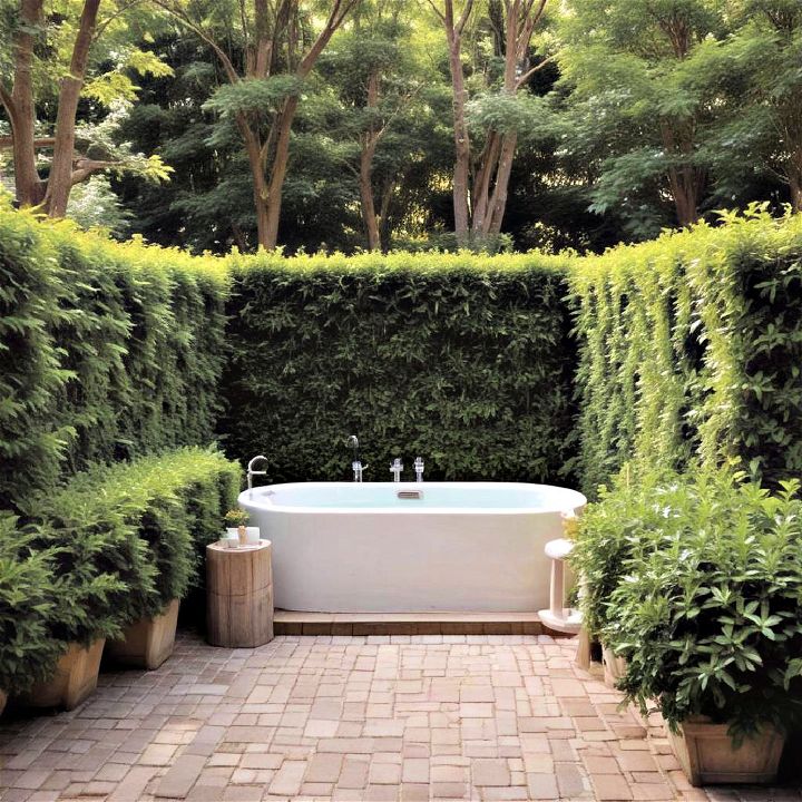 backyard plant privacy hedges for hot tub